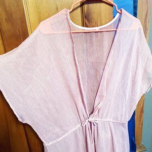 Rosy Pink Crepe Sheer Kimono Hi-Lo